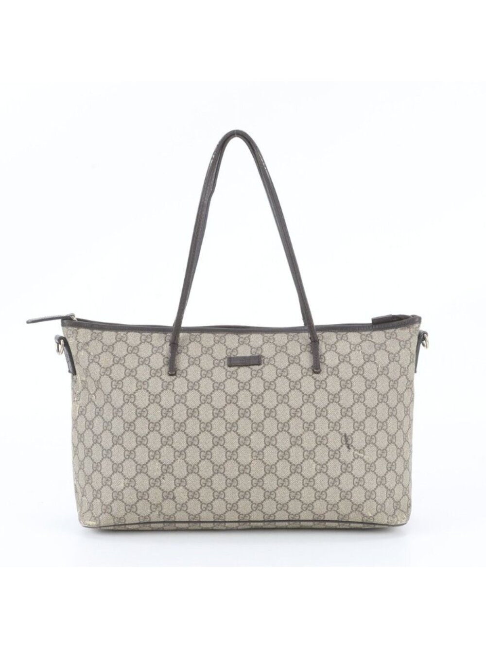 Gucci GG Supreme Leather Tote Bag Shoulder Hand Brown - Picture 1 of 12